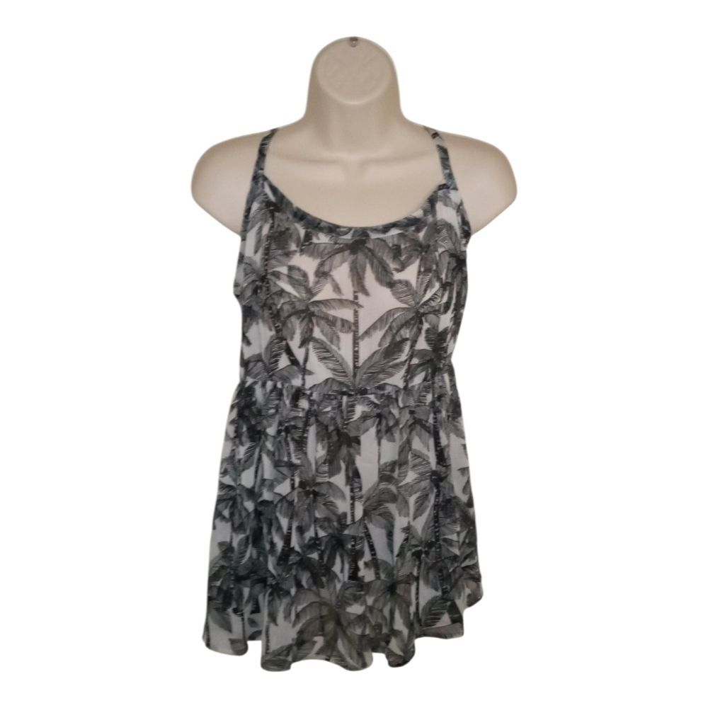 Torrid Adjustable Swing Tank Top 2X Black White Palm Trees